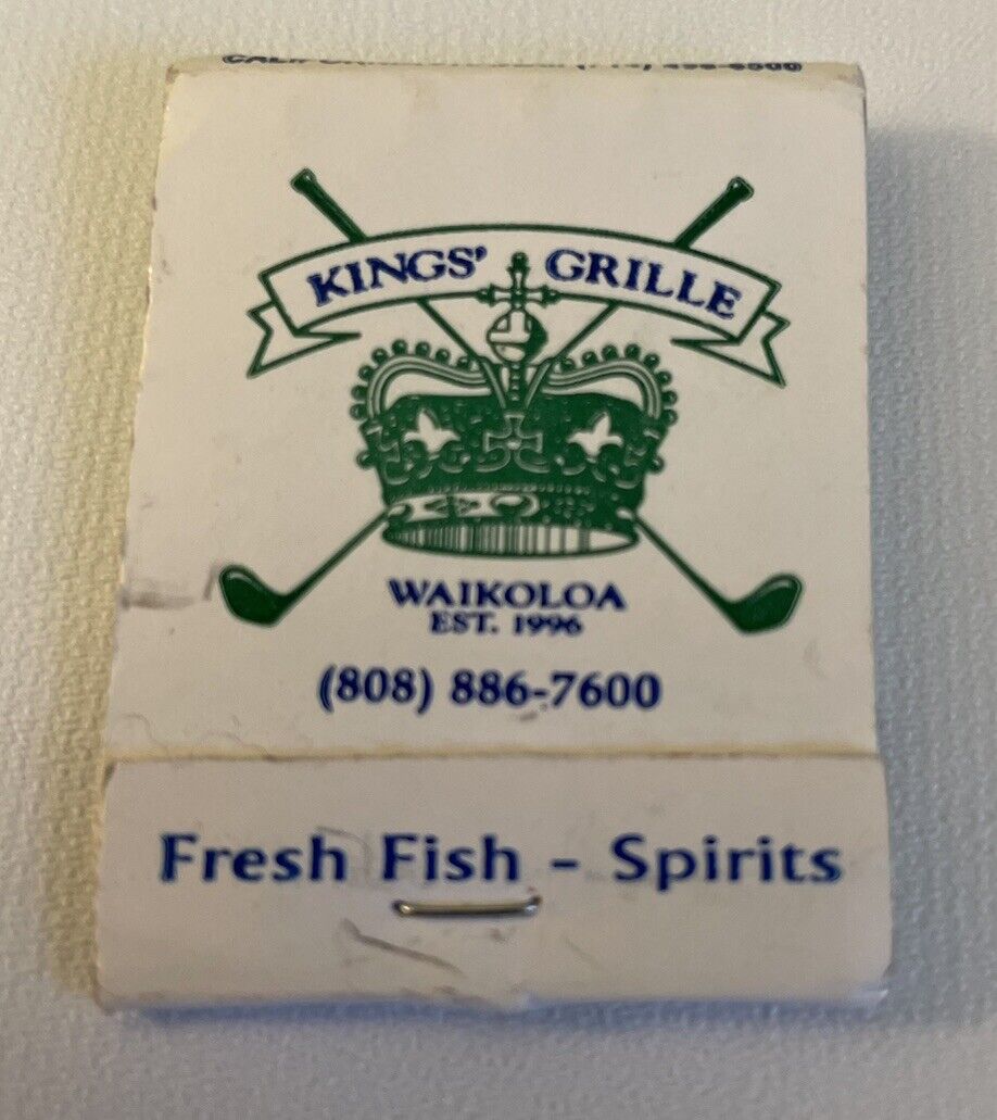 Vintage King’s Grille/Beach Grill/  Waikoloa HI Matchbook  Full Harpoon Henry CA
