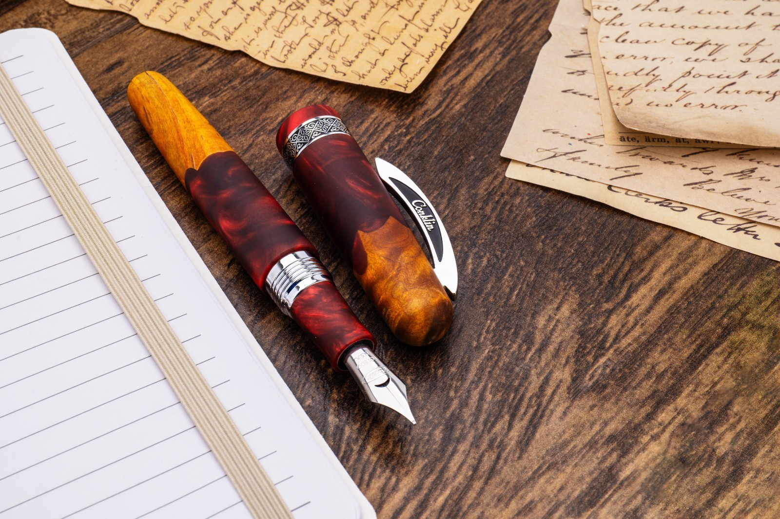 Conklin Spectra Fusion Burgundy Maple Wood Limited Edition Fountain Pen Unique