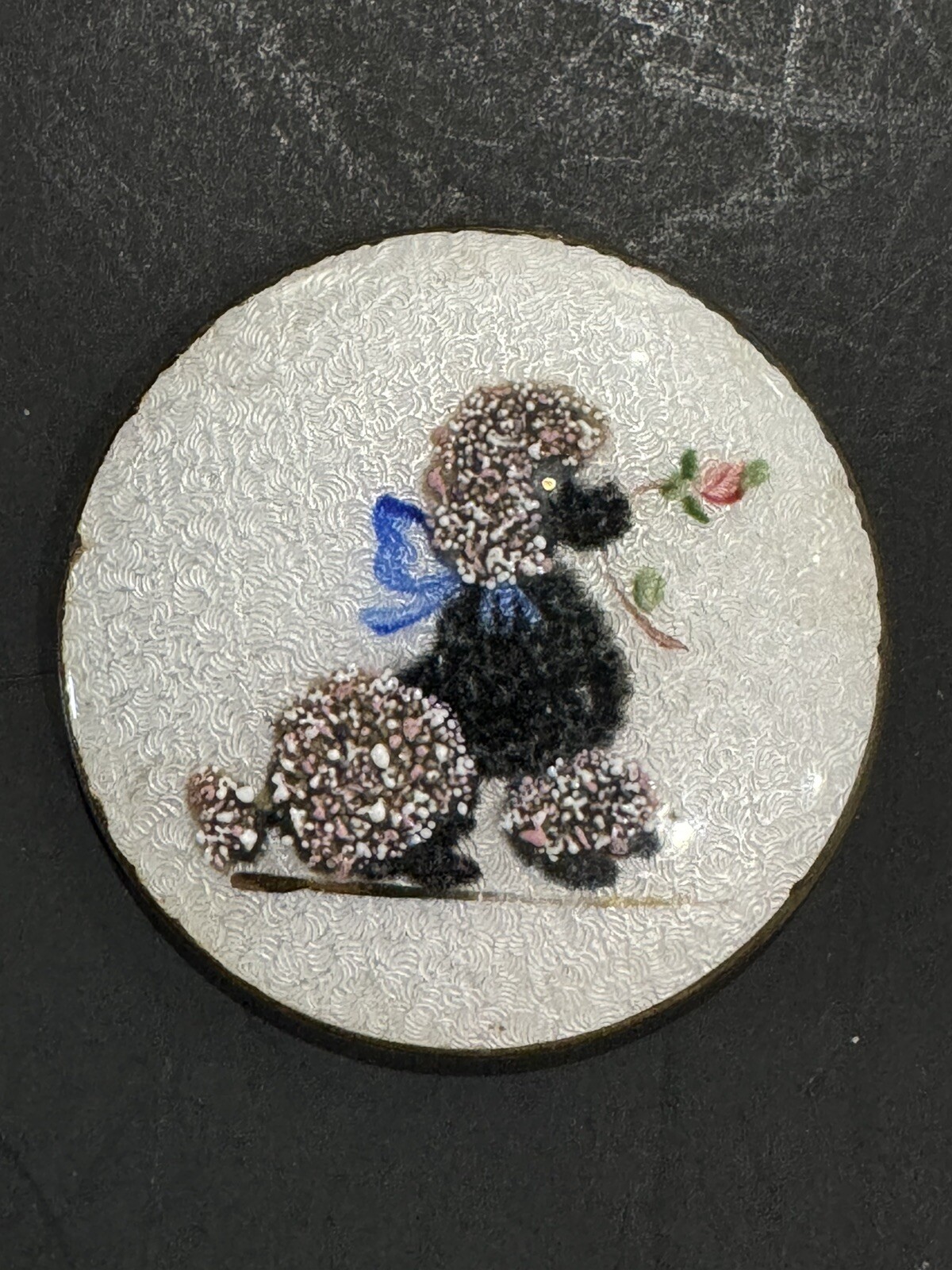 Vintage Guilloche Enamel Trinket  Top (Read)