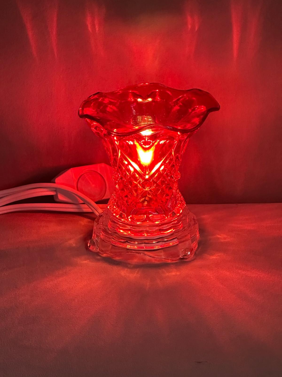 Vintage Style Red Glass Electric Accent Lamp Night Light w/ Inline Switch Vintage Style Red Glass Electric Accent Lamp Night Light w/ Inline Switch