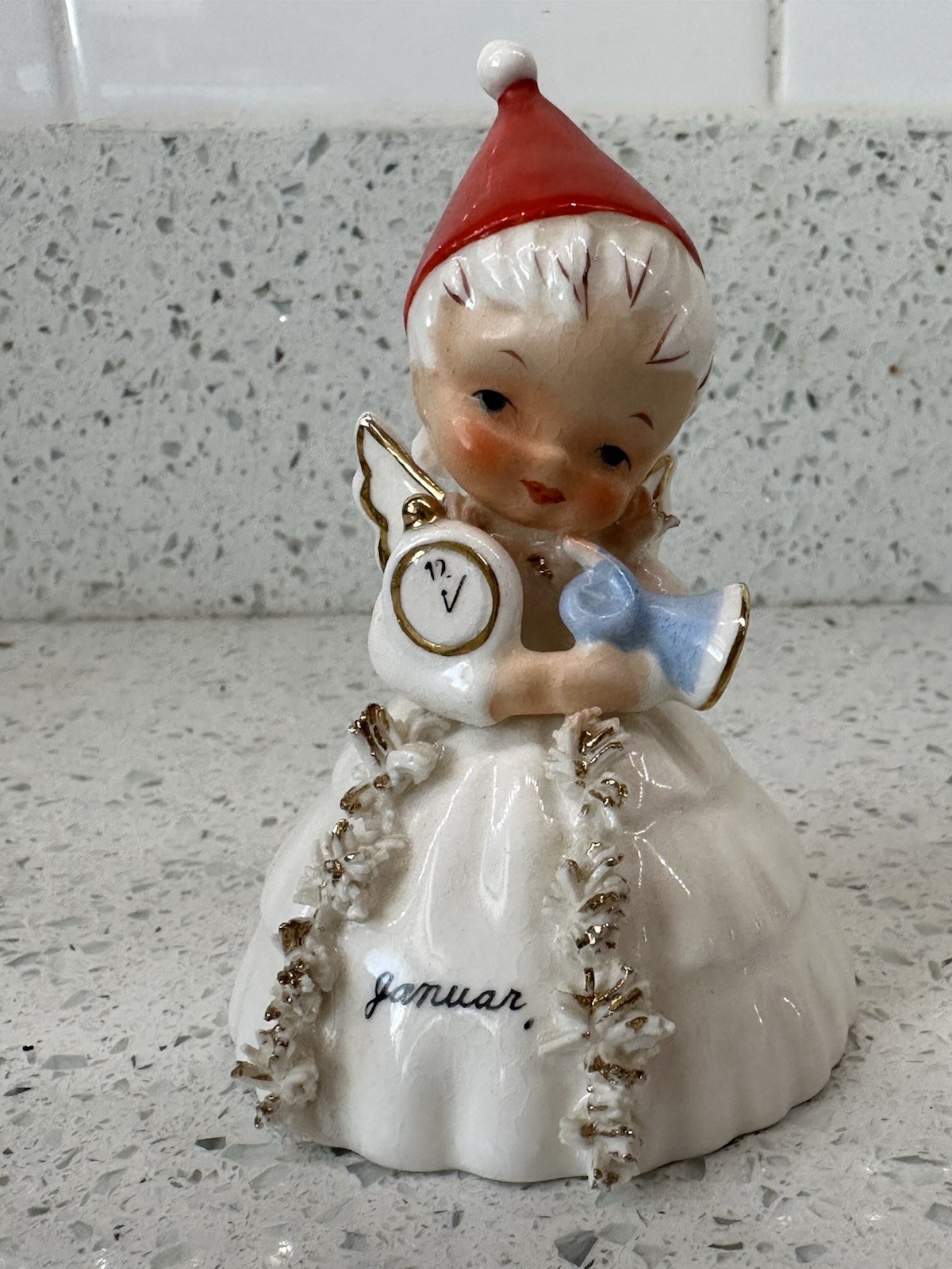 1956 Napco New Year January Birthday Angel Bell Figurine – VTG and Rare