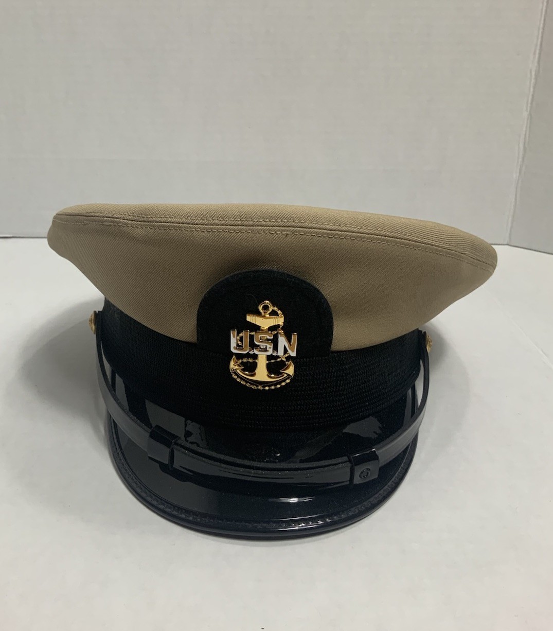 Vintage US Navy Chief Petty Officer CPO Combination Cap Hat Bancroft Khaki 7 1/8