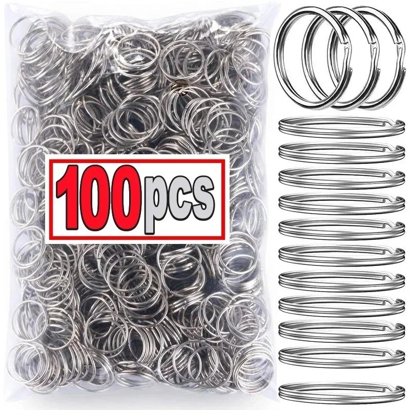 20/200pcs Stainless Steel Split Key Rings 25mm Round Keychain DIY Findings