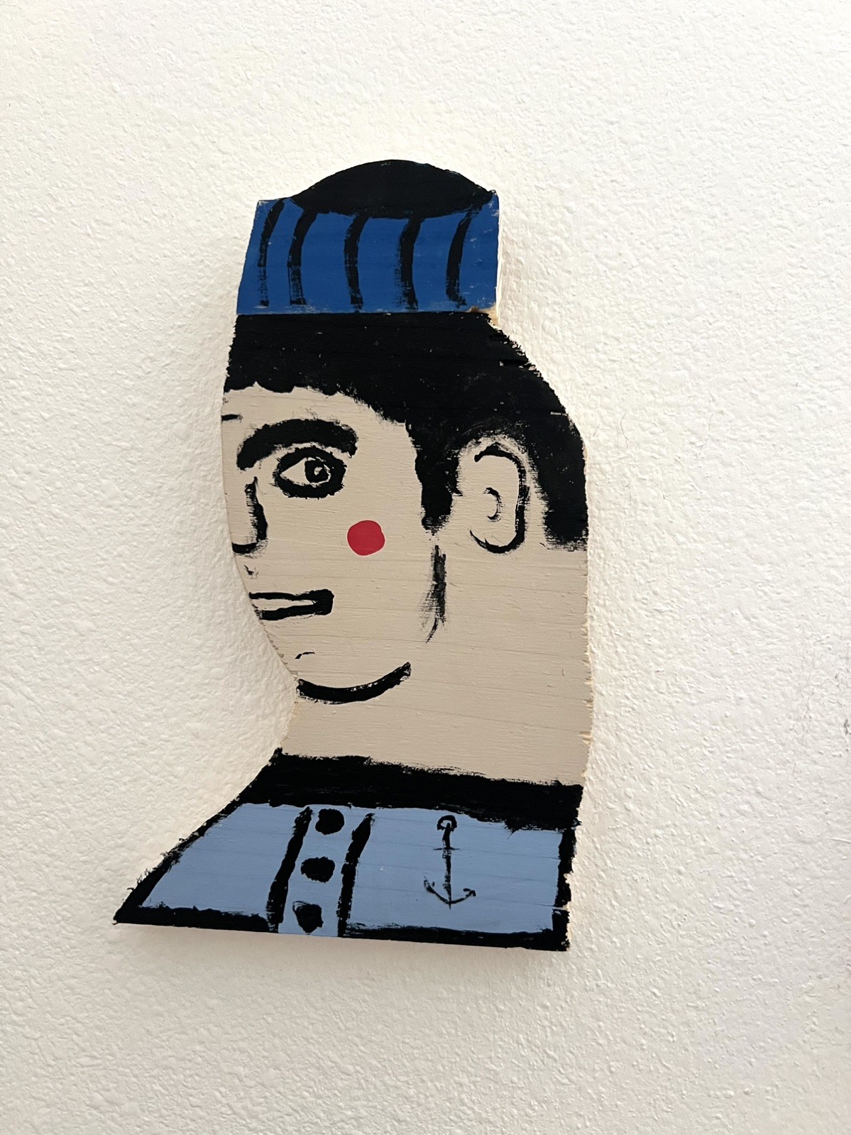 VTG Folk Art Figure Wall Hanging Acrylic Painted Outsider sailor nautical VTG Folk Art Figure Wall Hanging Acrylic Painted Outsider sailor nautical