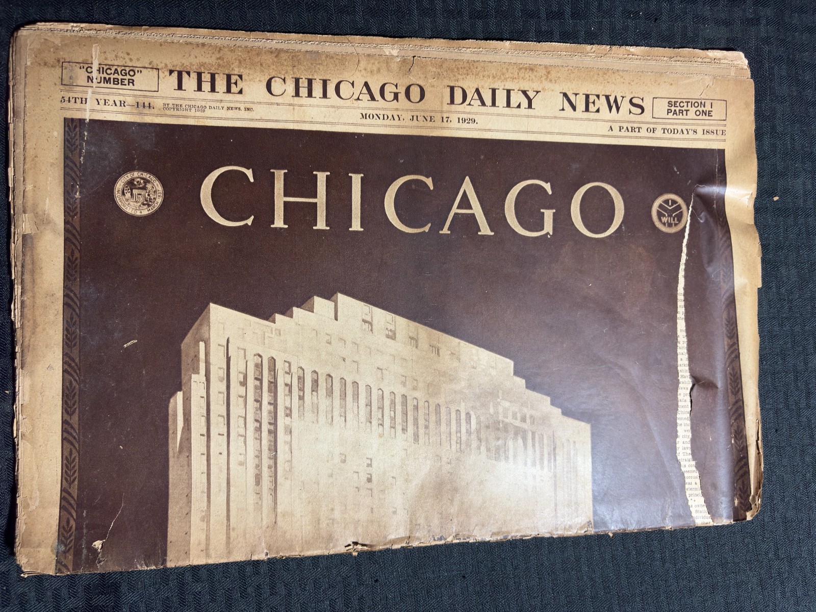 1929 June 17 THE CHICAGO DAILY NEWS Newspaper GD 2.0 Skyscraper Boom