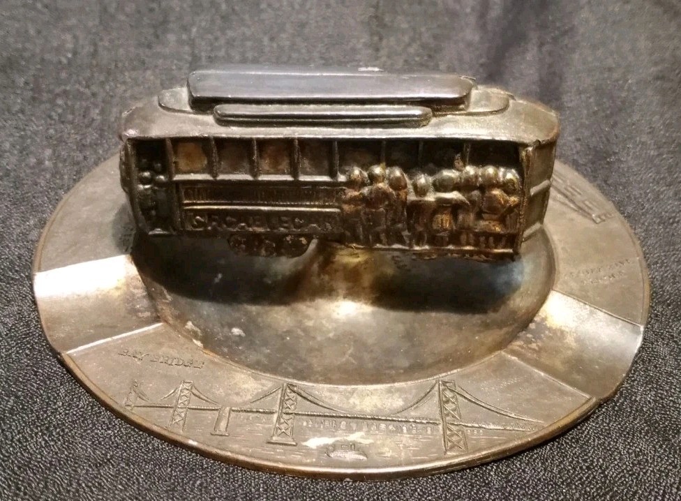 Vintage 1940s San Francisco Cable Car Metal Ashtray Made in Occupied Japan