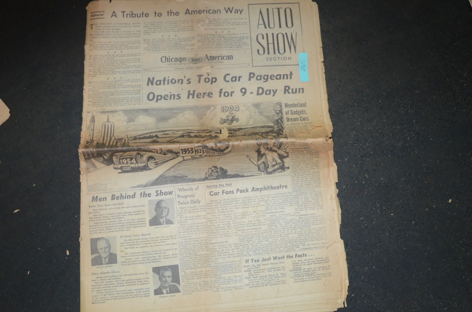 1954 Chicago Auto Show Newspaper Special Edition Chevy Corvette Pontiac Ads