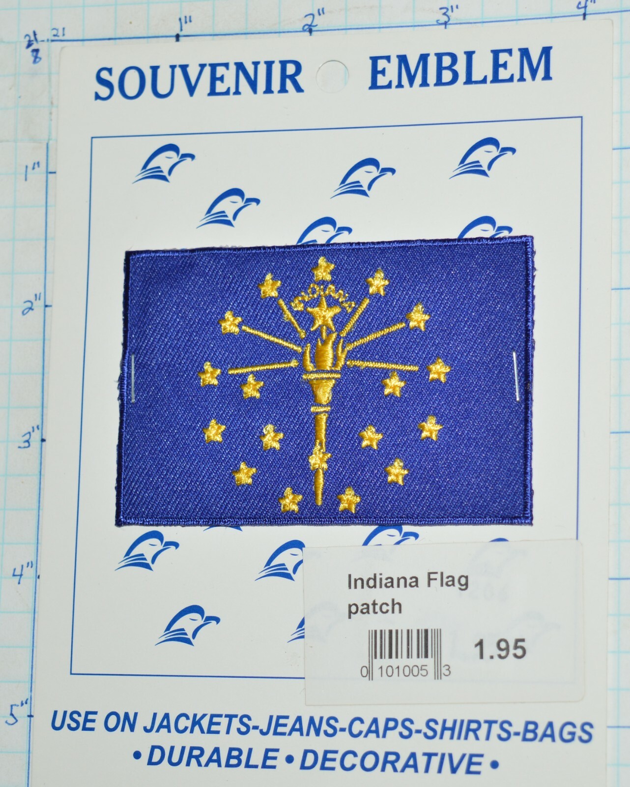 INDIANA STATE FLAG NEW ON CARD SOUVENIR PATCH