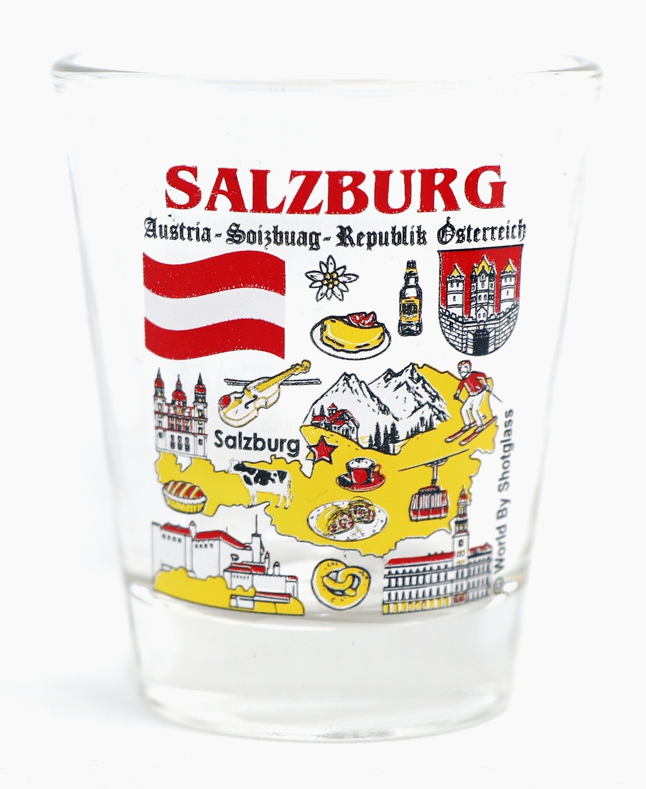 SALZBURG AUSTRIA LANDMARKS AND ICONS COLLAGE SHOT GLASS SHOTGLASS
