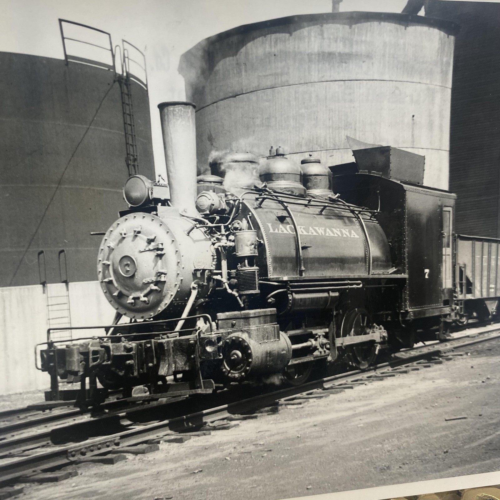 Vtg Lackawanna 7 Steam Locomotive Photo 4x5 B&W Gelatin Silver Original