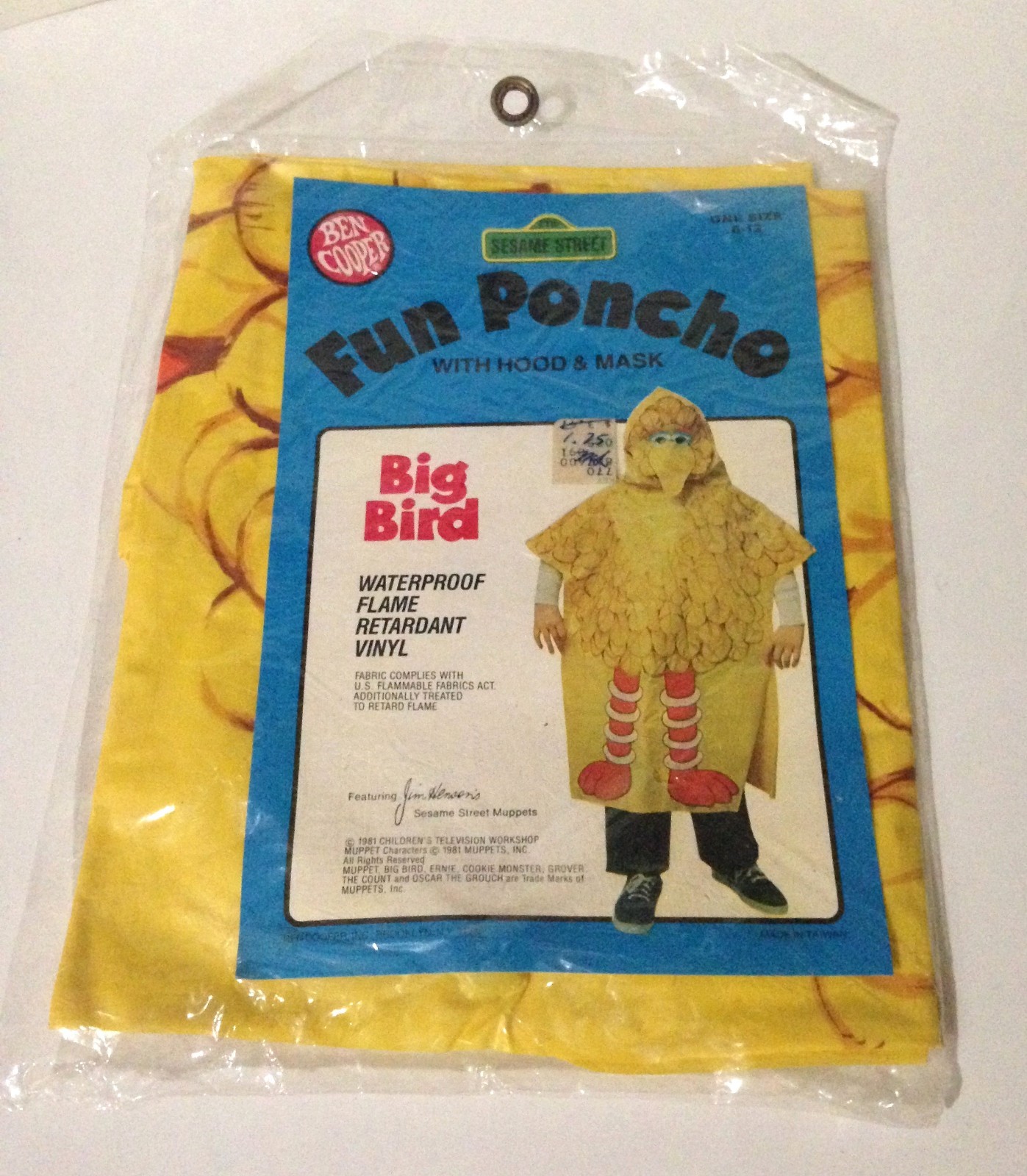 VTG Sesame Street Big Bird Fun Poncho Costume Ben Cooper 1981