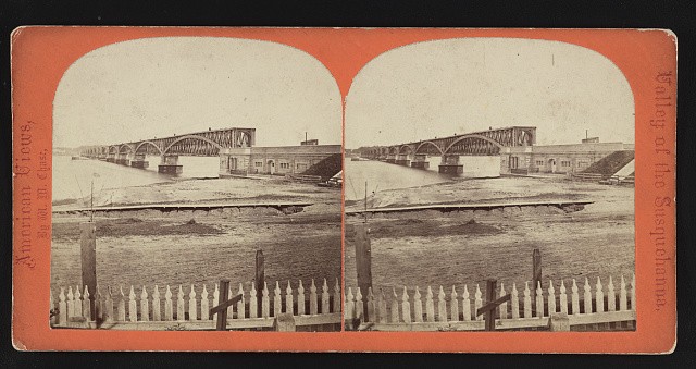 Photo:Havre de Grace MD Railroad Bridge 1860s Stereoview Chesapeake Bay