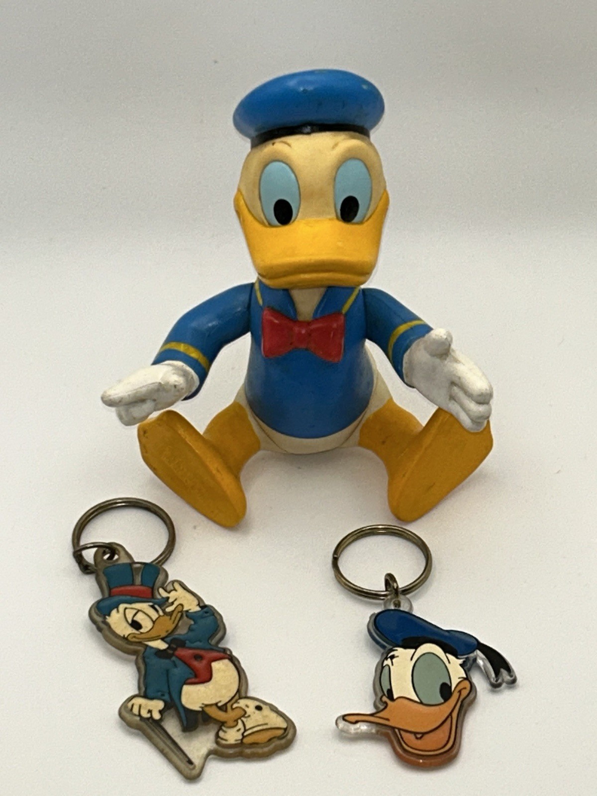 Vintage Donald Duck Merchandise Keychains and Poseable Figurine Disney Lot
