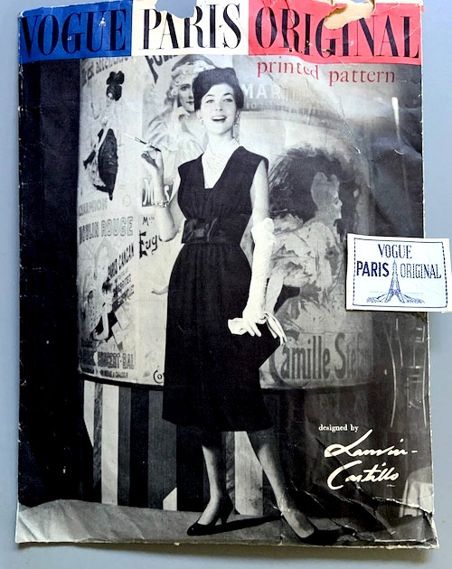 RARE 1958 VOGUE PARIS ORIGINAL LANVIN-CASTILLO #1408 CUT/COMPLETE W/LABEL SZ.20