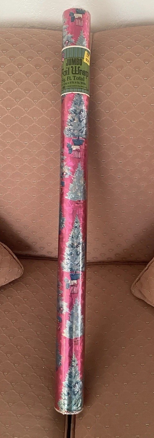 Vintage 1980’s Kmart Foil Christmas Gift Wrapping Paper Jumbo Roll/ New Sealed