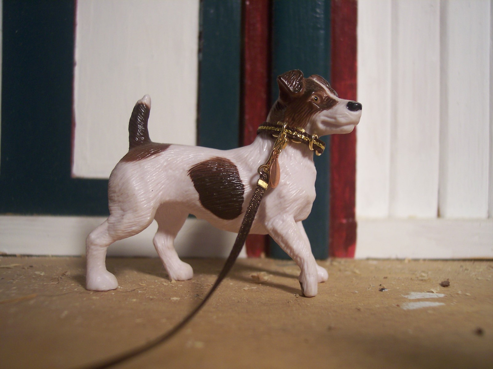 Jaapi BROWN/GOLD small dog collar for Breyer MODEL dogs, NOT FOR REAL DOGS