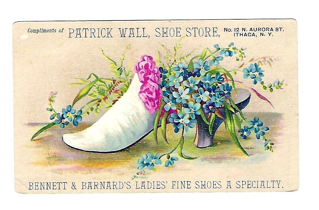 c1880's Trade Card, Patrick Wall Shoe Store, Bennett & Barnard's Ladies Shoes