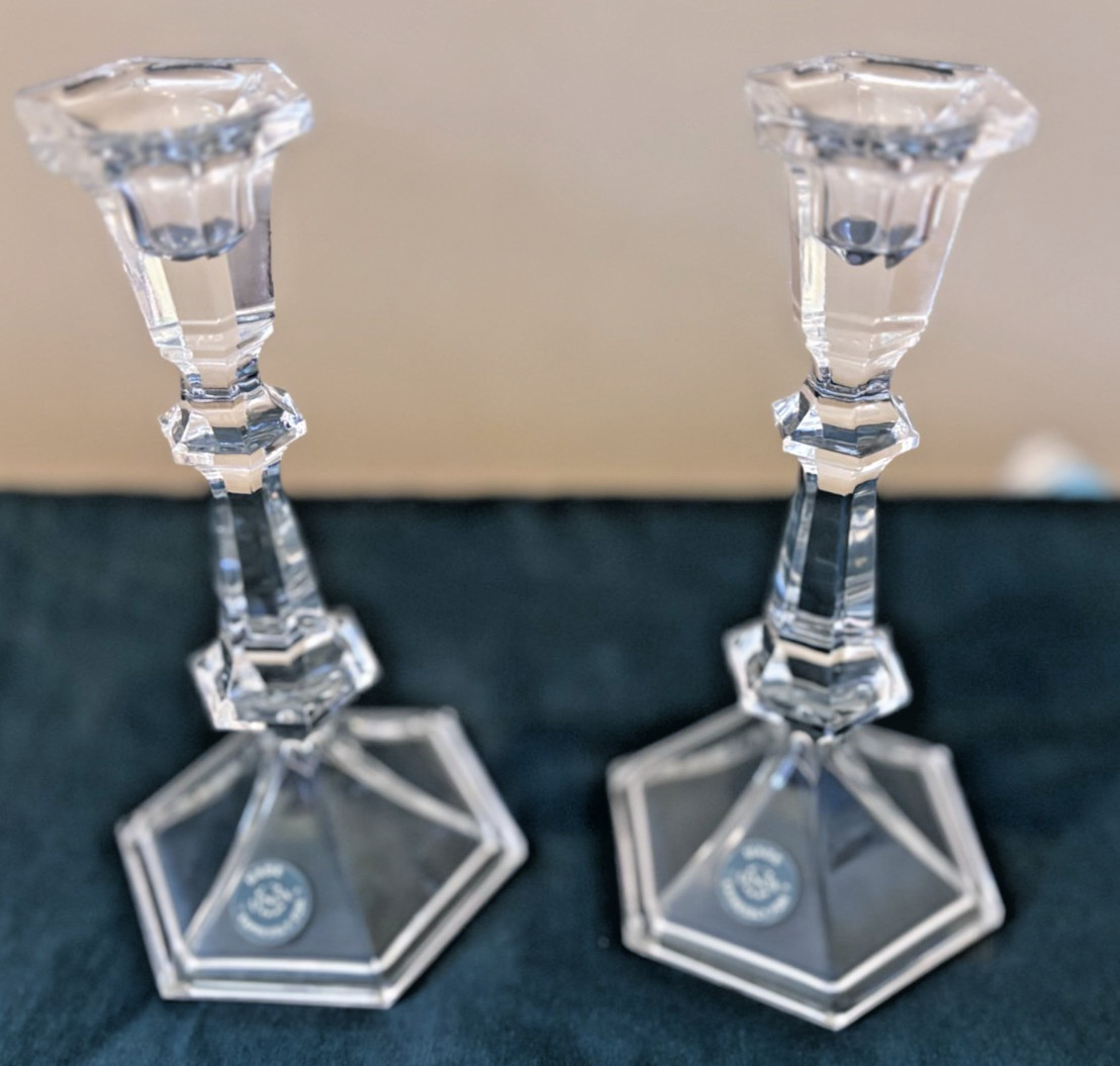 2  LENOX CRYSTAL CANDLESTICKS Holders in Original Box Perfect Gift for Christmas