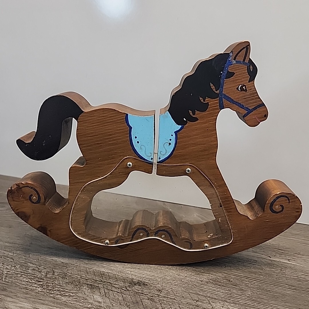 Wooden Rocking Horse Handmade Coin Bank