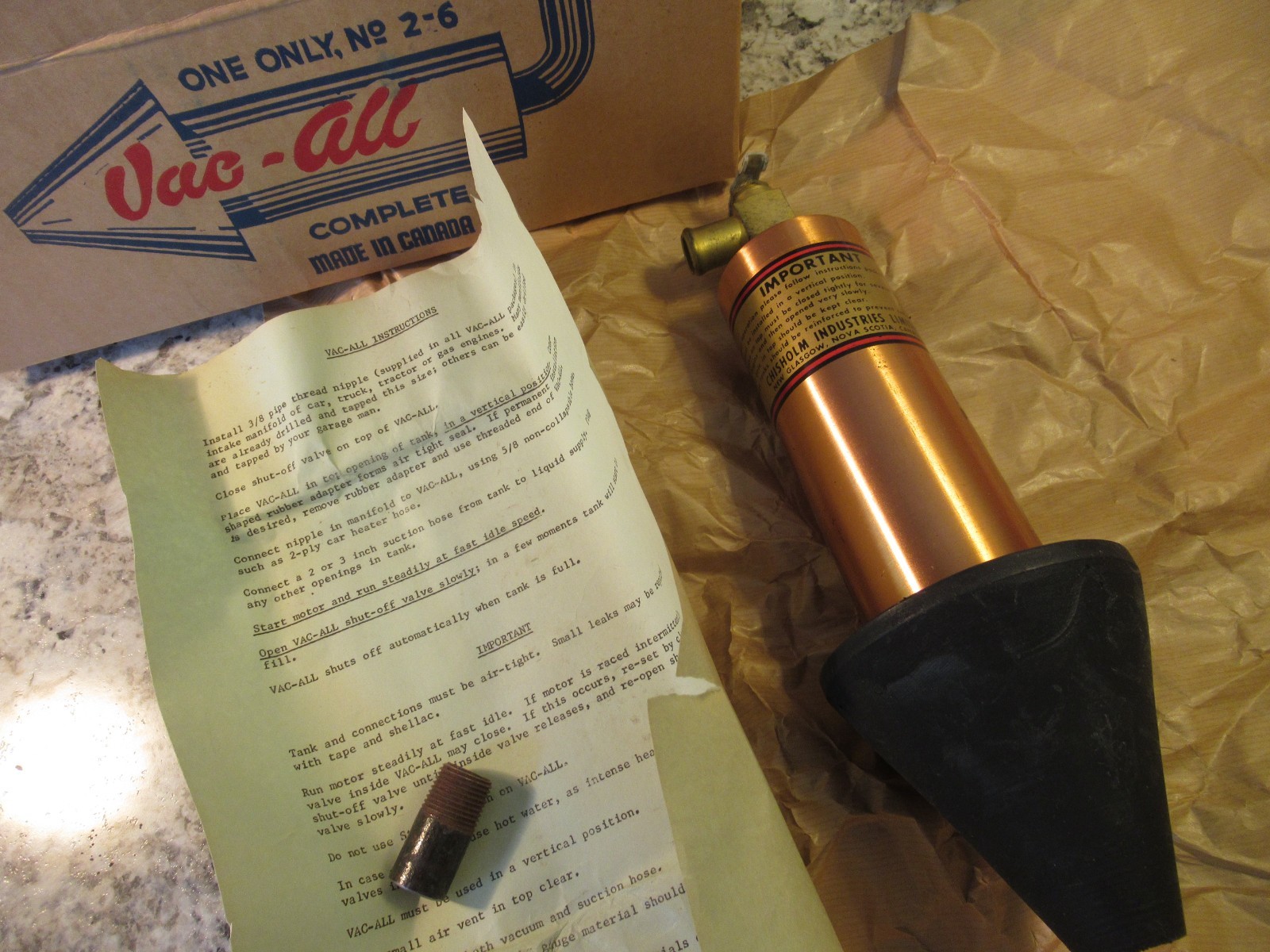 Vac All Weird Old Tool Tank Sucker Device NOS Oddity Obscure Collectible