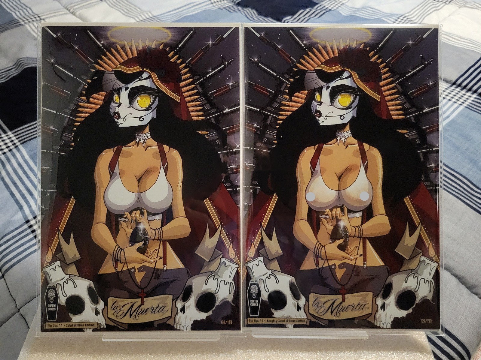 La Muerta Pin Ups #1 Saint of Guns By Dan Mendoza Nice & naughty Set 109/150