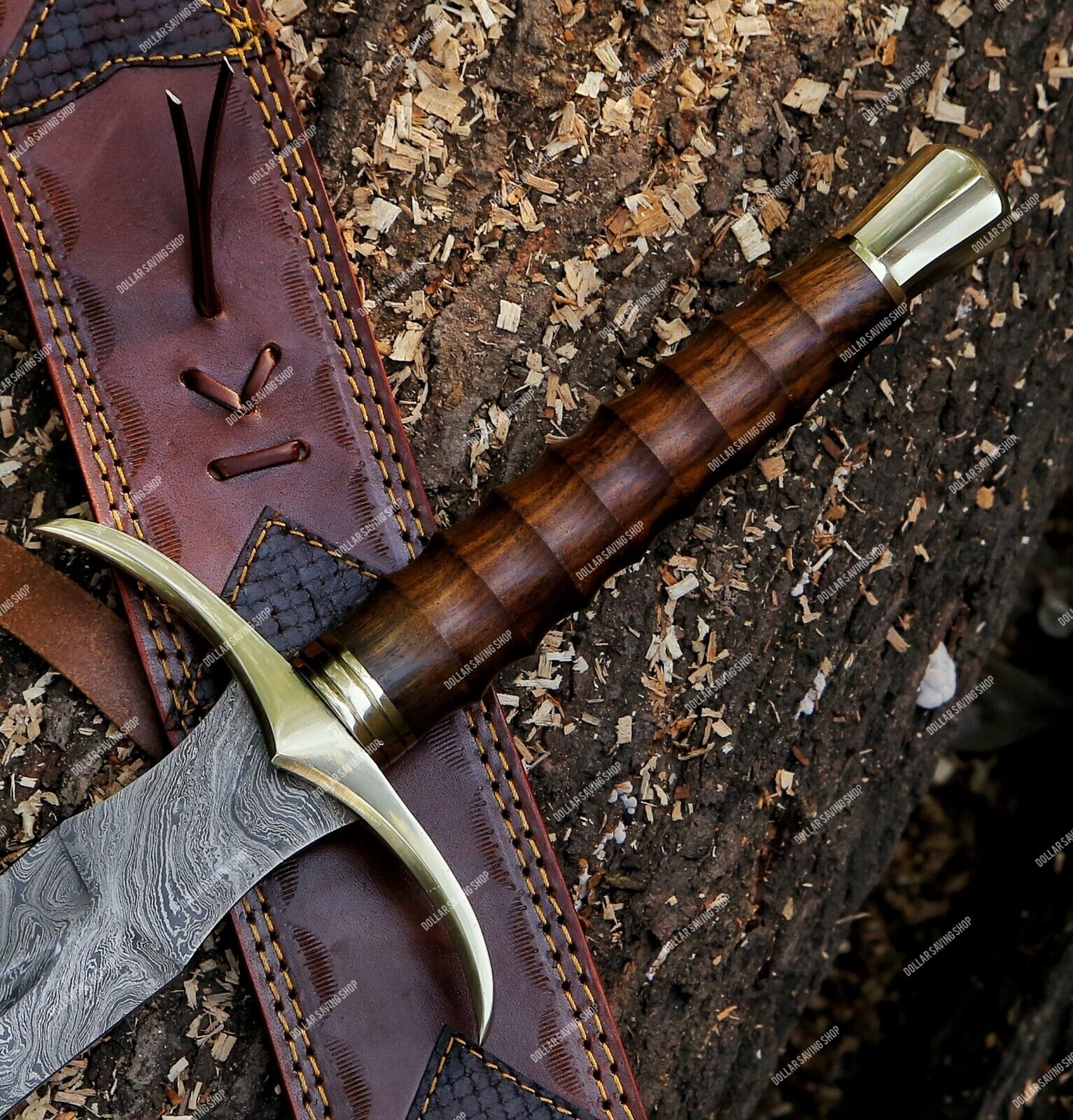 Eye-catching Handmade Damascus Steel Medieval / Viking Sword With Leather Sheath