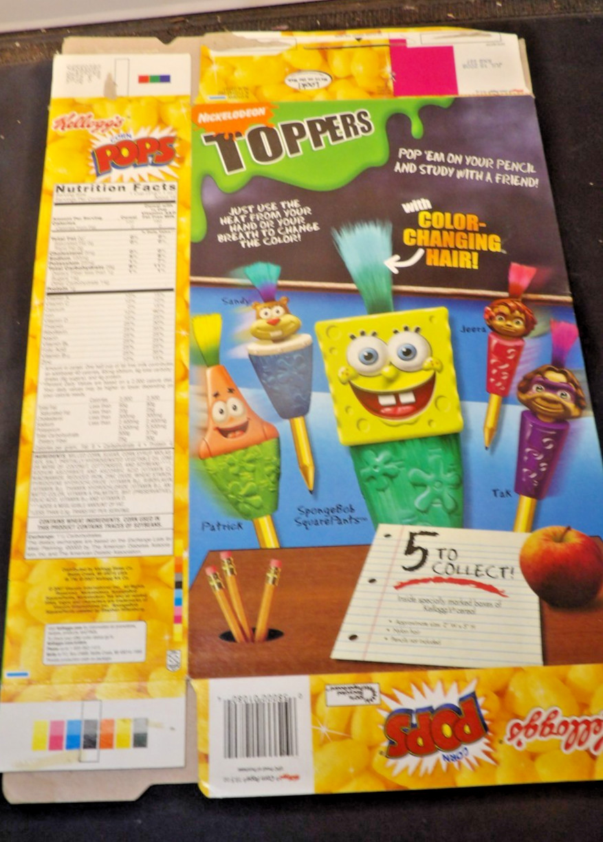 Vintage 2007 Kellogg's Nickelodeon SpongeBob Squarepants Toppers Cereal Box