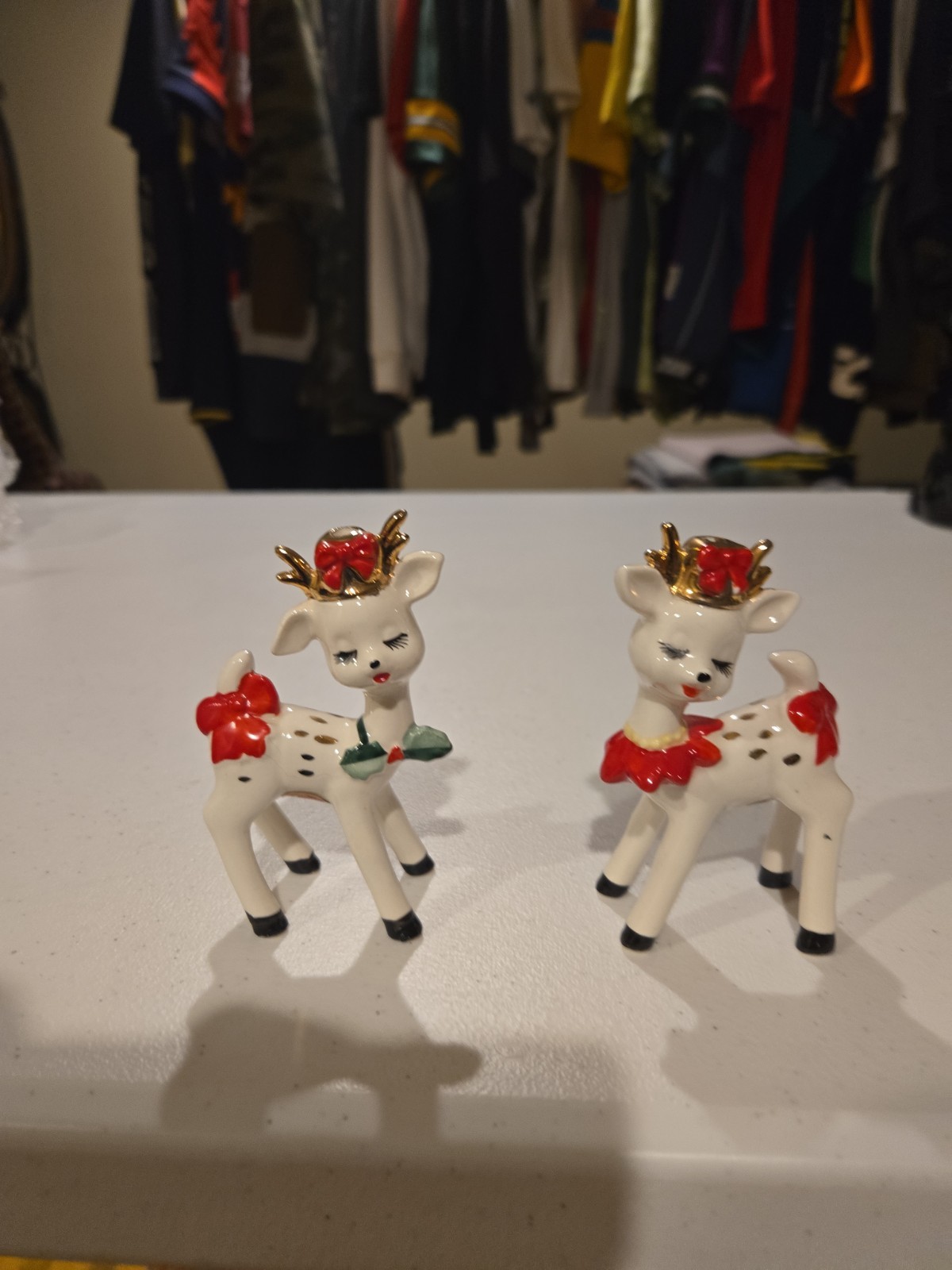 Lefton White Deer Candleholders #685