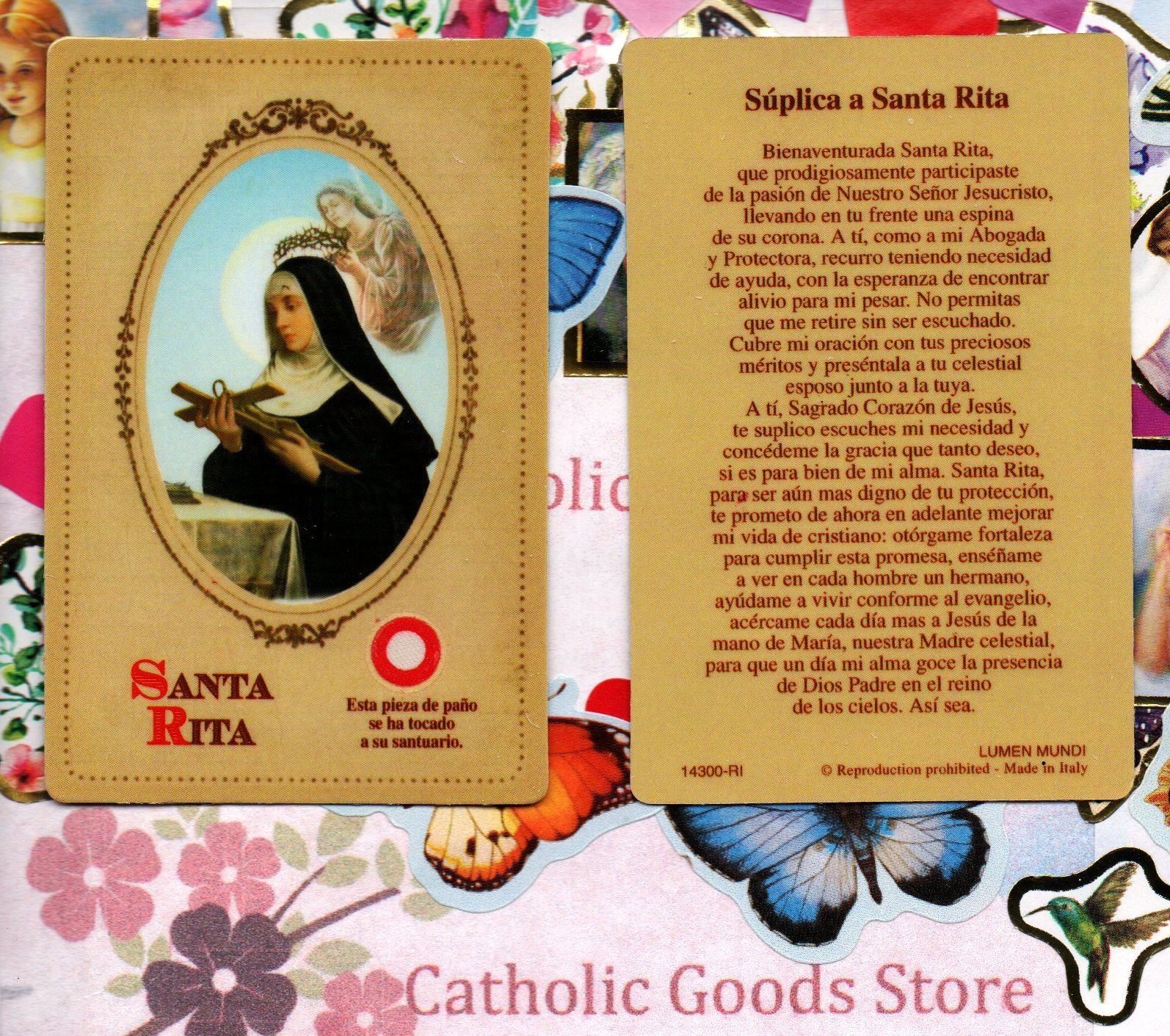 Santa Rita - Suplica a Santa Rita - Spanish - Relic Paperstock Holy Card