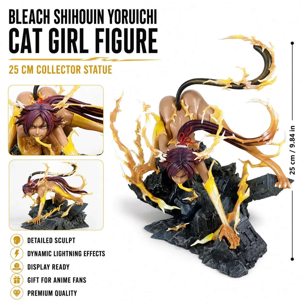 Bleach Yoruichi Shihouin Thunder God Form GK Statue 25cm Anime Figure Collection
