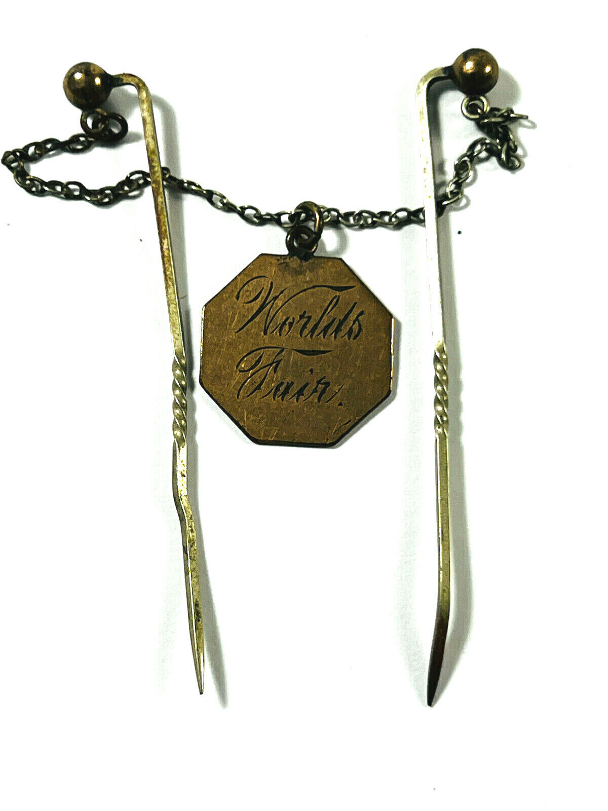 Antique vtg World's Fair pin charm necklace 