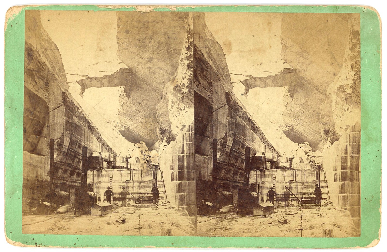 VERMONT STEREOVIEW - Rutland - Marble Quarry - CW Nichols 1870s