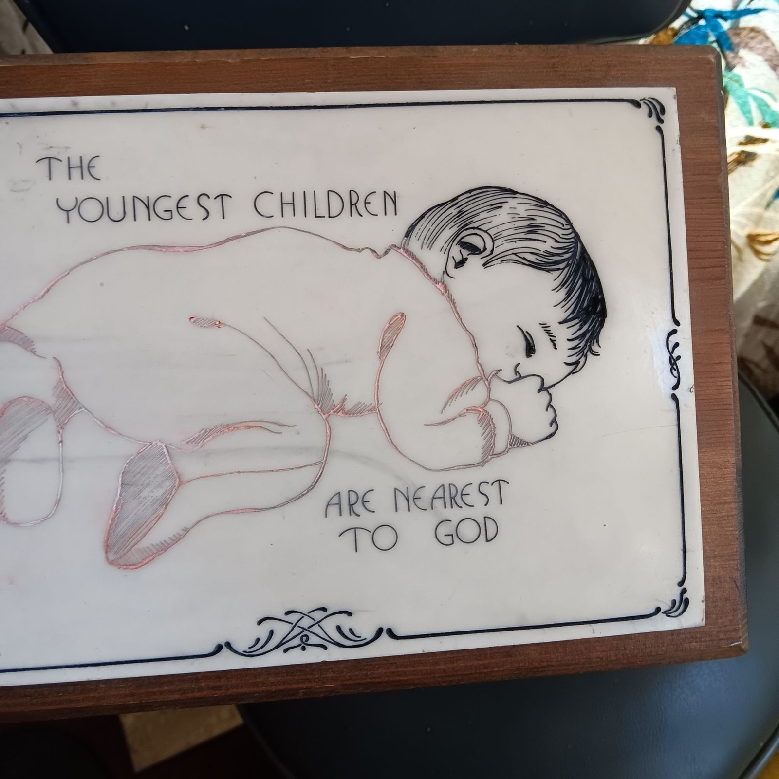 Vintage Baby Wall Plaque Art 1970s The Youngest Children Are Nearest To God 