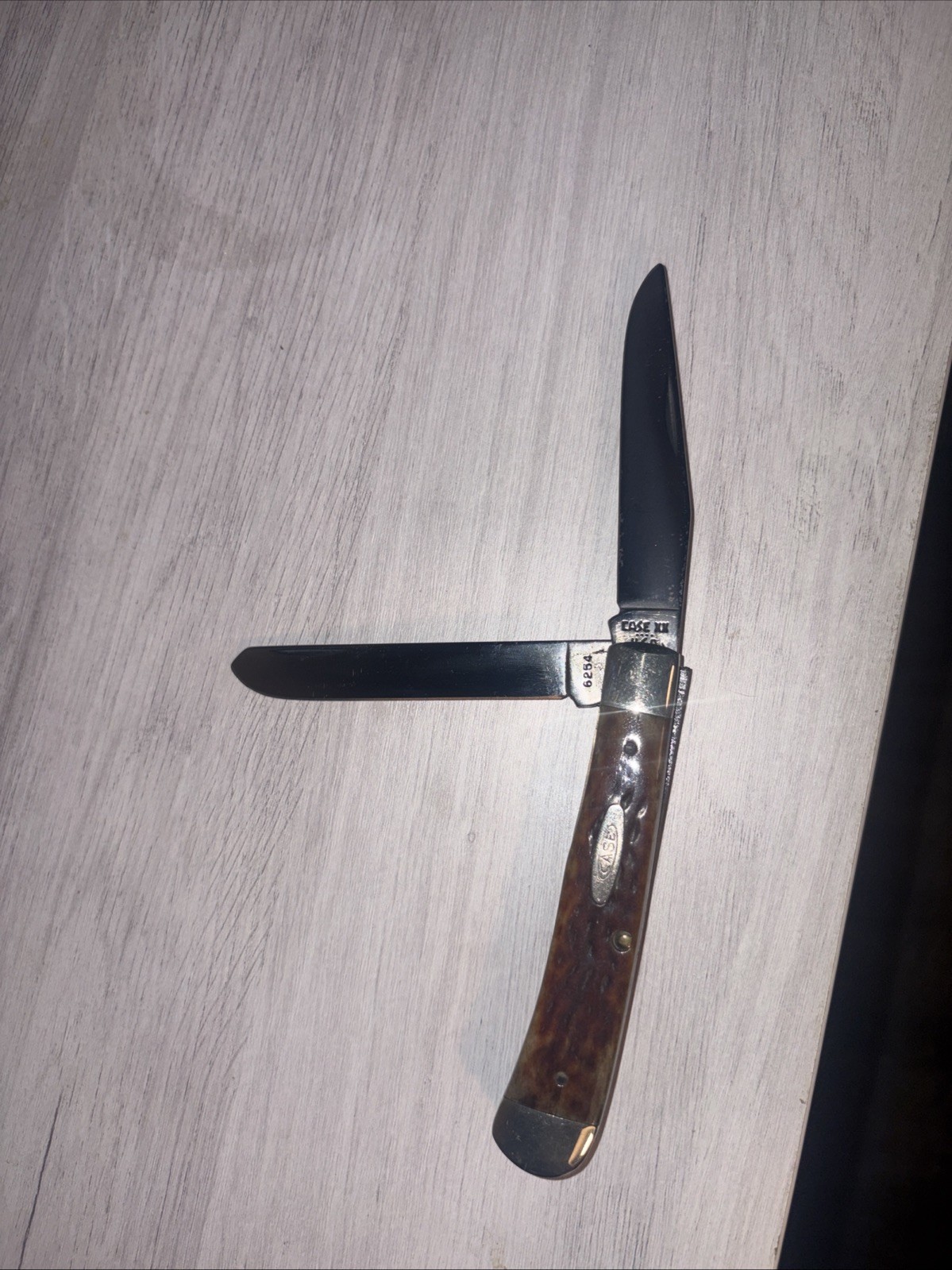 VINTAGE CASE Knife XX USA 1964-1969 Jigged Bone Circle TRAPPER KNIFE 6254