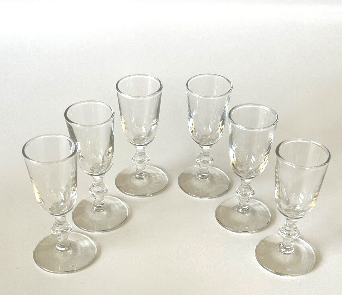 Set of 6 Vintage Clear Glass 1 oz Cordial Liqueur Stemmed Barware