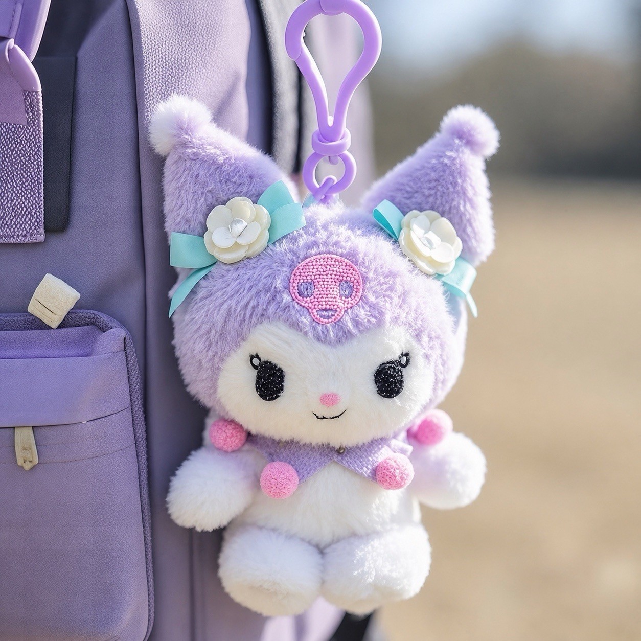 Official Sanrio Kuromi Floral Fairies Plush Keychain Mascot Charm