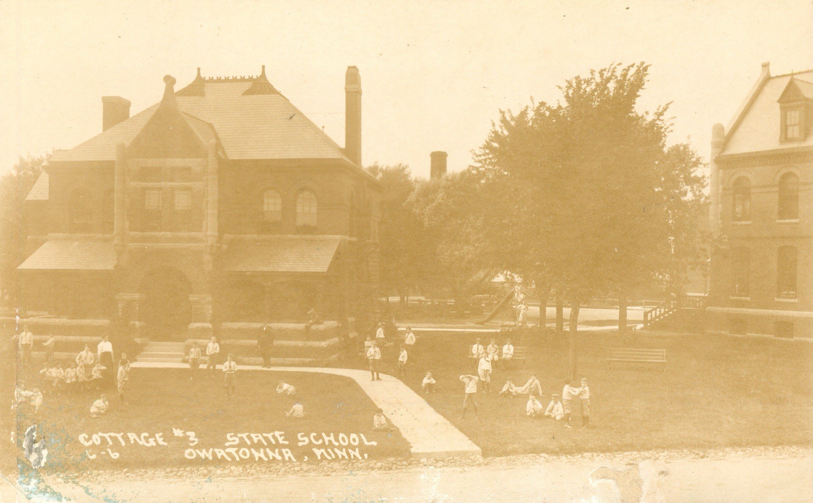 OWATONNA, Minnesota, COTTAGE State SCHOOL RPPC Postcard Antique 1907 Real PhotoN