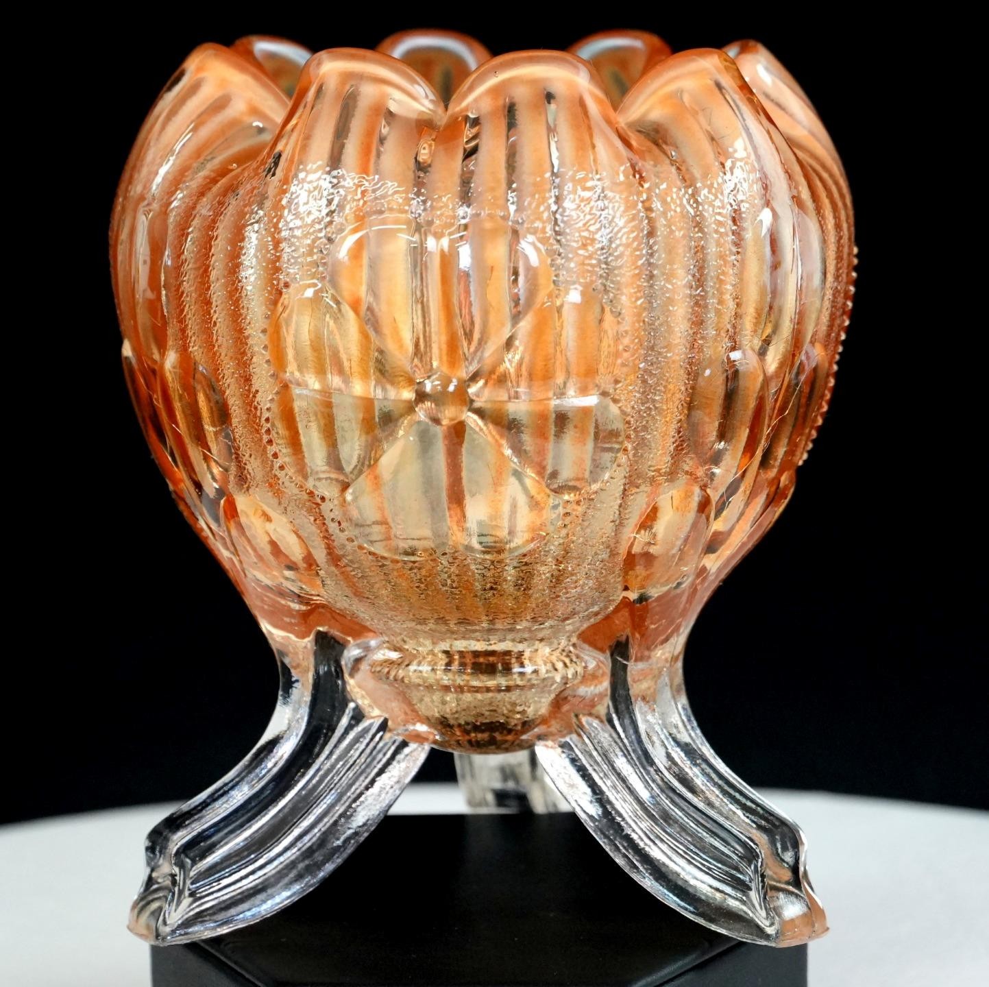 Northwood Marigold Iridescent Carnival Glass Daisy & Plume 5 1/4