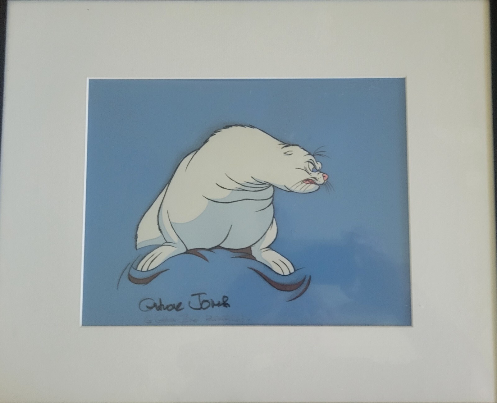 Chuck Jones The White Seal Animation Production Cel Signed Matted Framed c1975