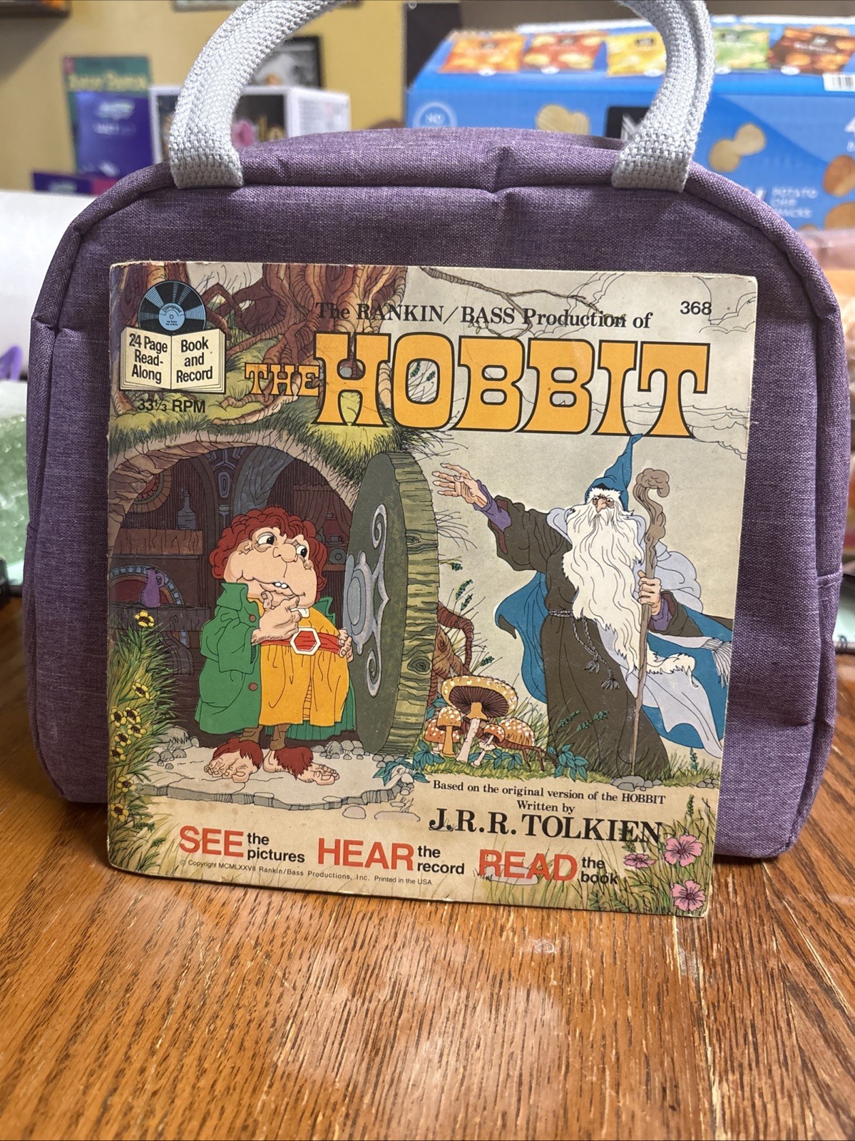 1977 The Hobbit 24 Page Read Along Book And Record w/ Record JRR Tolkien