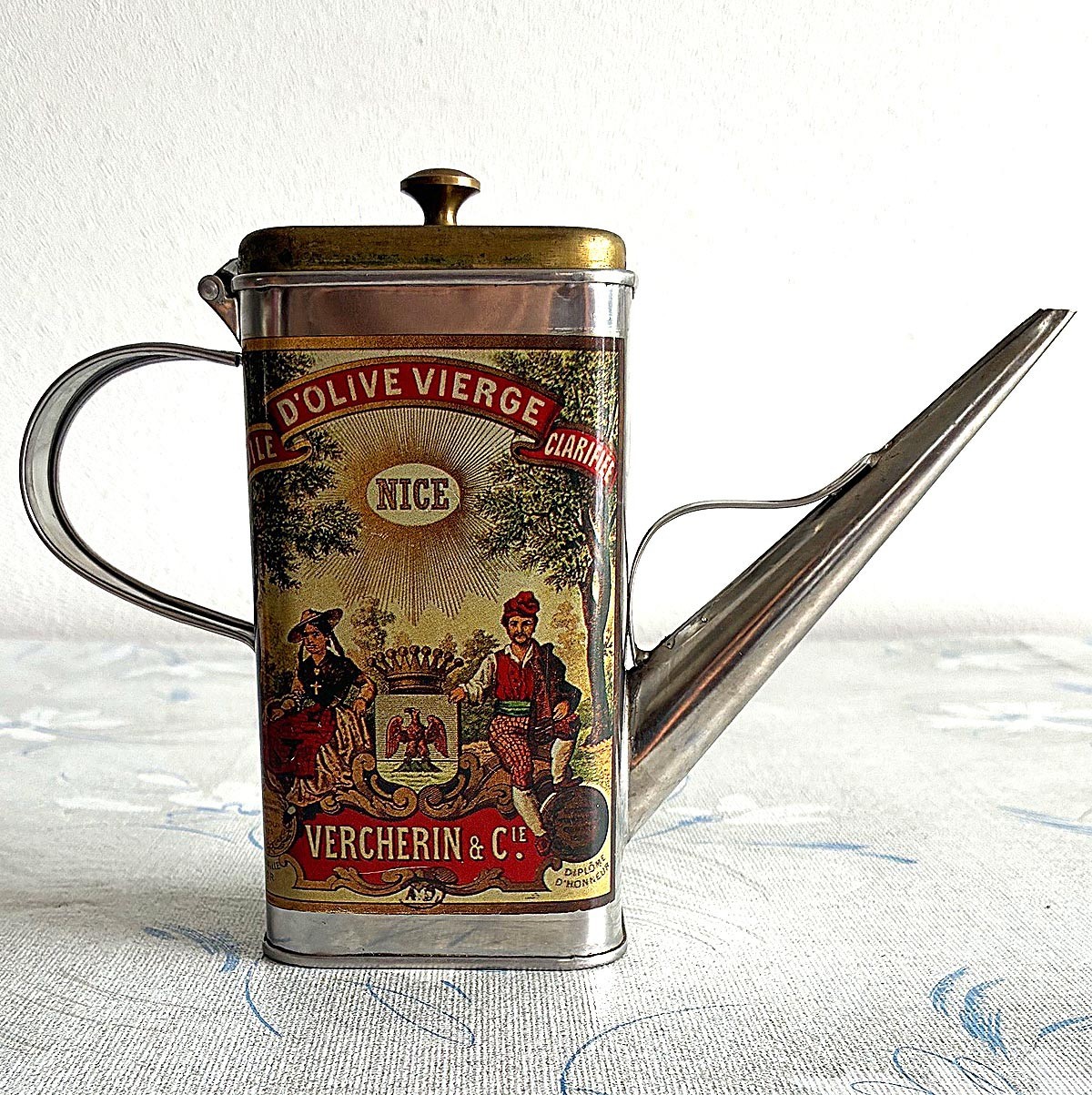 Vintage Huile D'Olive (olive oil) Can ~ Collectible Kitchen & Farmhouse Décor