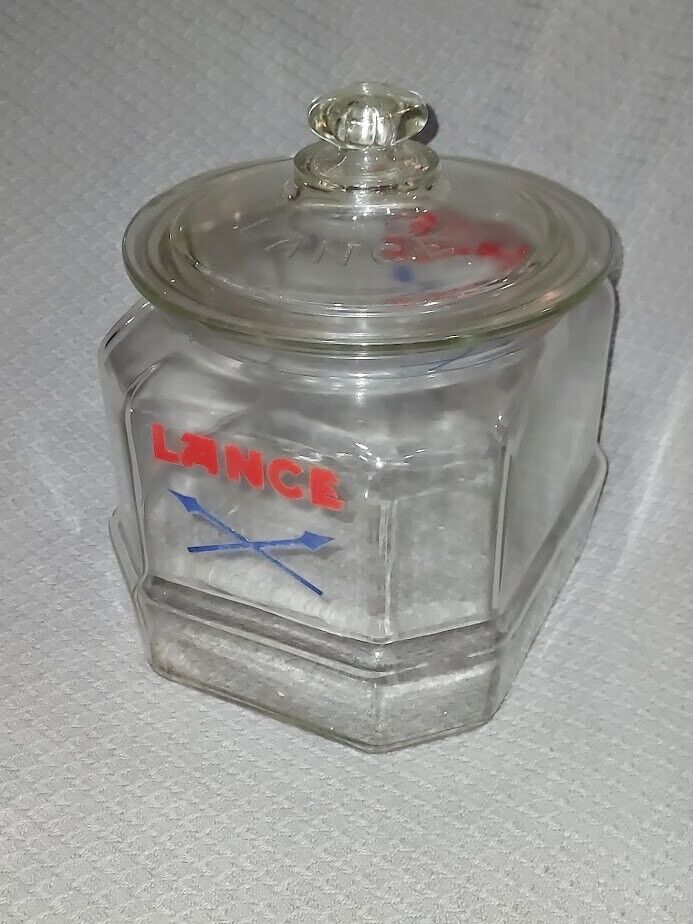 vintage Lance cracker jar, glass lid , 9\