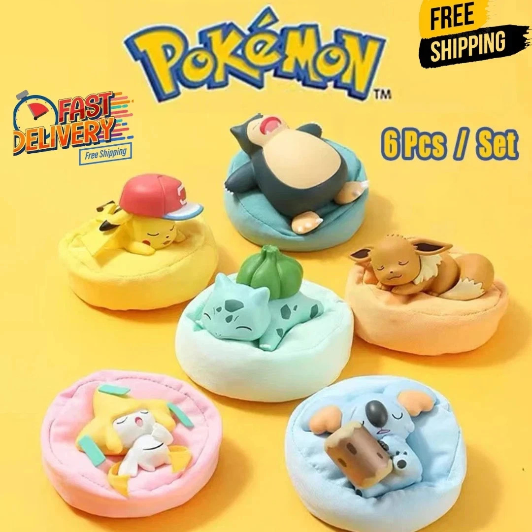 6 Pcs/Set Pokemon Pikachu Bulbasaur Anime Figures toys Sleep Starry Dream Series 6 Pcs/Set Pokemon Pikachu Bulbasaur Anime Figures toys Sleep Starry Dream Series