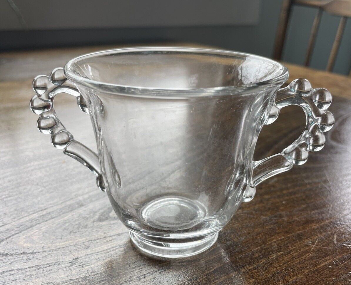 Vintage Imperial Glass Candlewick 2 Handle Sugar Bowl 2.5\