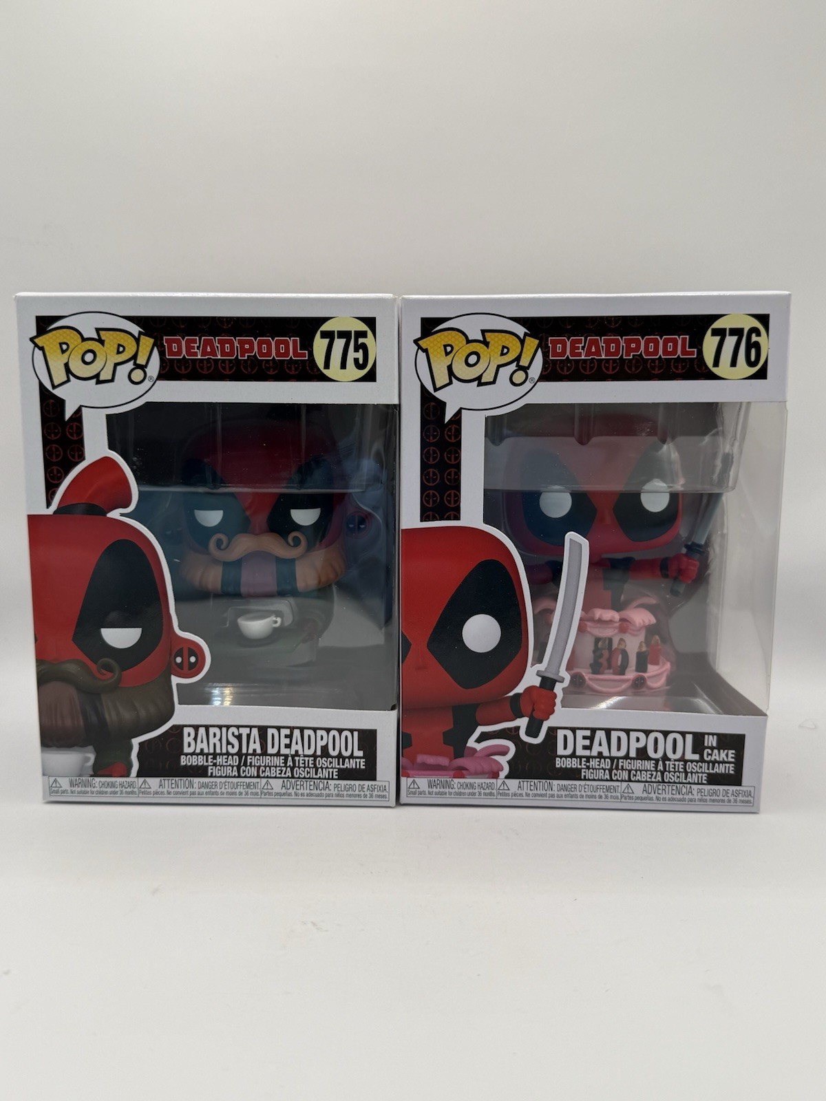 Funko Pop Marvel Deadpool Lot of 2 #775 Barista & #776 Deadpool in Cake