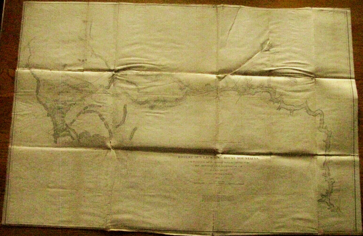 MISSOURI RIVER SURVEY ROCKY MOUNTAINS LINEN MAP 1850S ORIGINAL