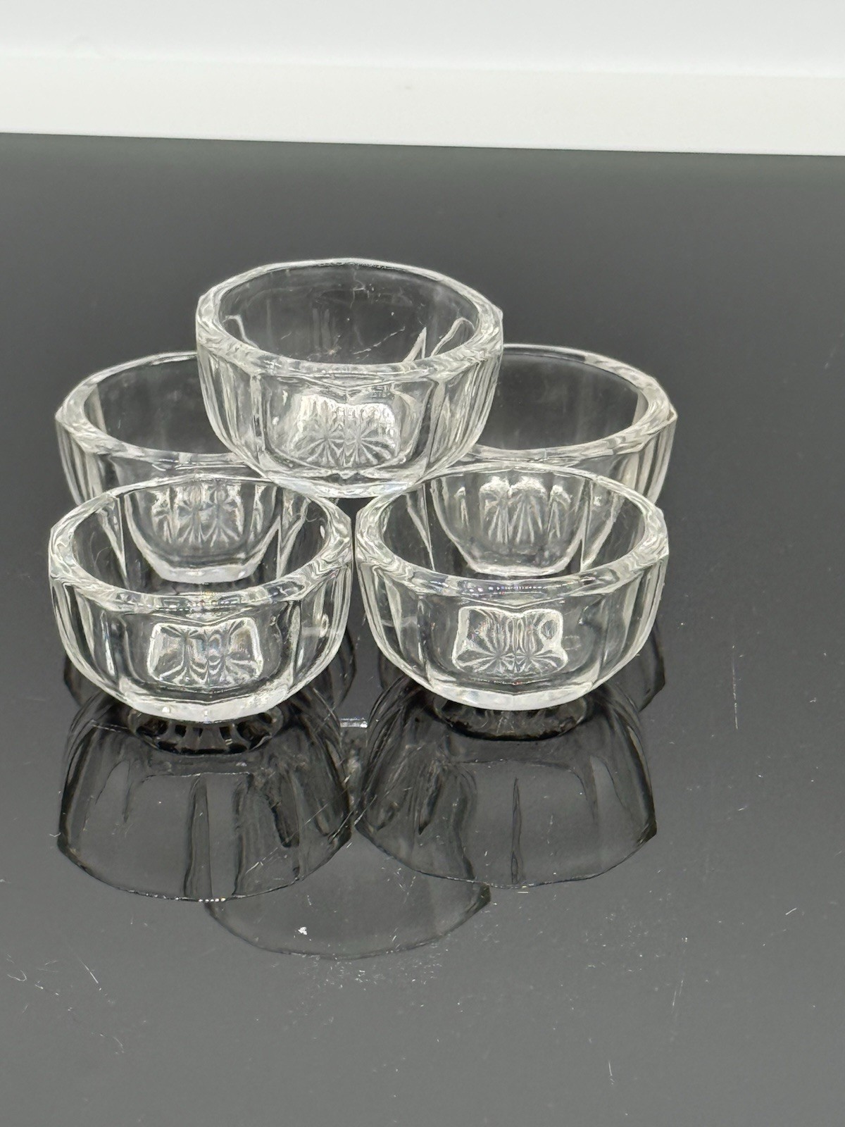 Set Of 5 Vintage- Antique  Glass Salt Dip Cellars.