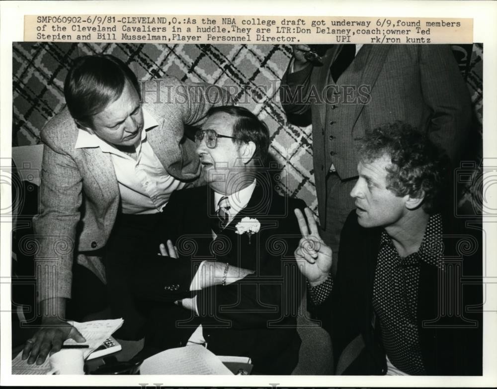 1981 Press Photo NBA draft Cavaliers Don Delaney, Ted Stephen, Bill Musselman