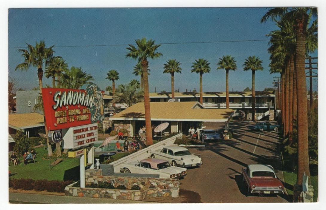 Sandman Motel on Van Buren Street in Phoenix Arizona c1960s Postcard