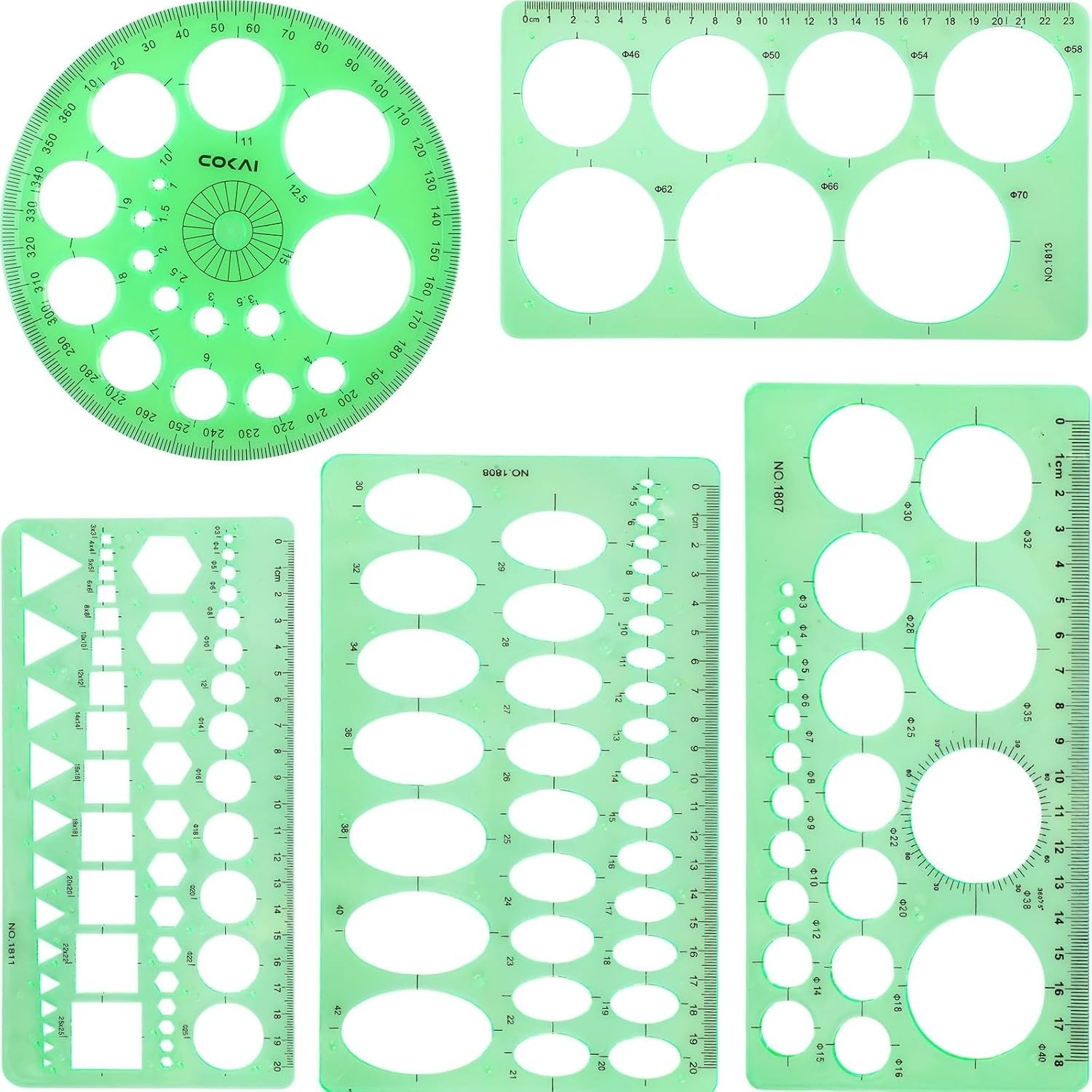 5 Pack Circle Template Circle Round Stencil Templates for Drafting Drawing St...